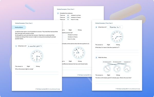 Worked Examples | Time | Year 2