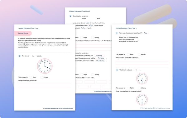 Worked Examples | Time | Year 1