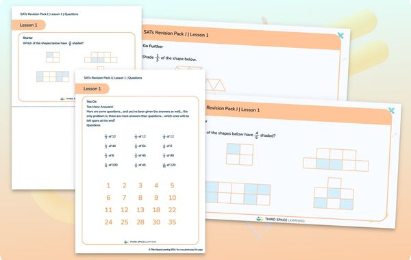 SATs Revision Pack J | Fractions Of Quantities Amounts And Numbers