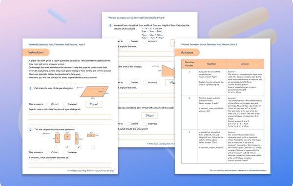 Worked Examples | Area, Perimeter And Volume | Year 6
