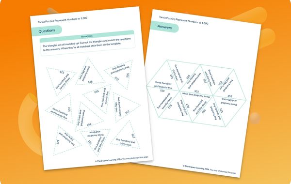Tarsia Puzzle Represent Numbers To 1000 Year 3