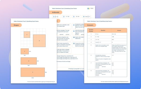 Maths Worksheet Identifying Scale Factors Year 6