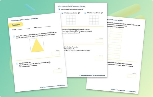Word Problems | Fractions And Decimals | Year 5