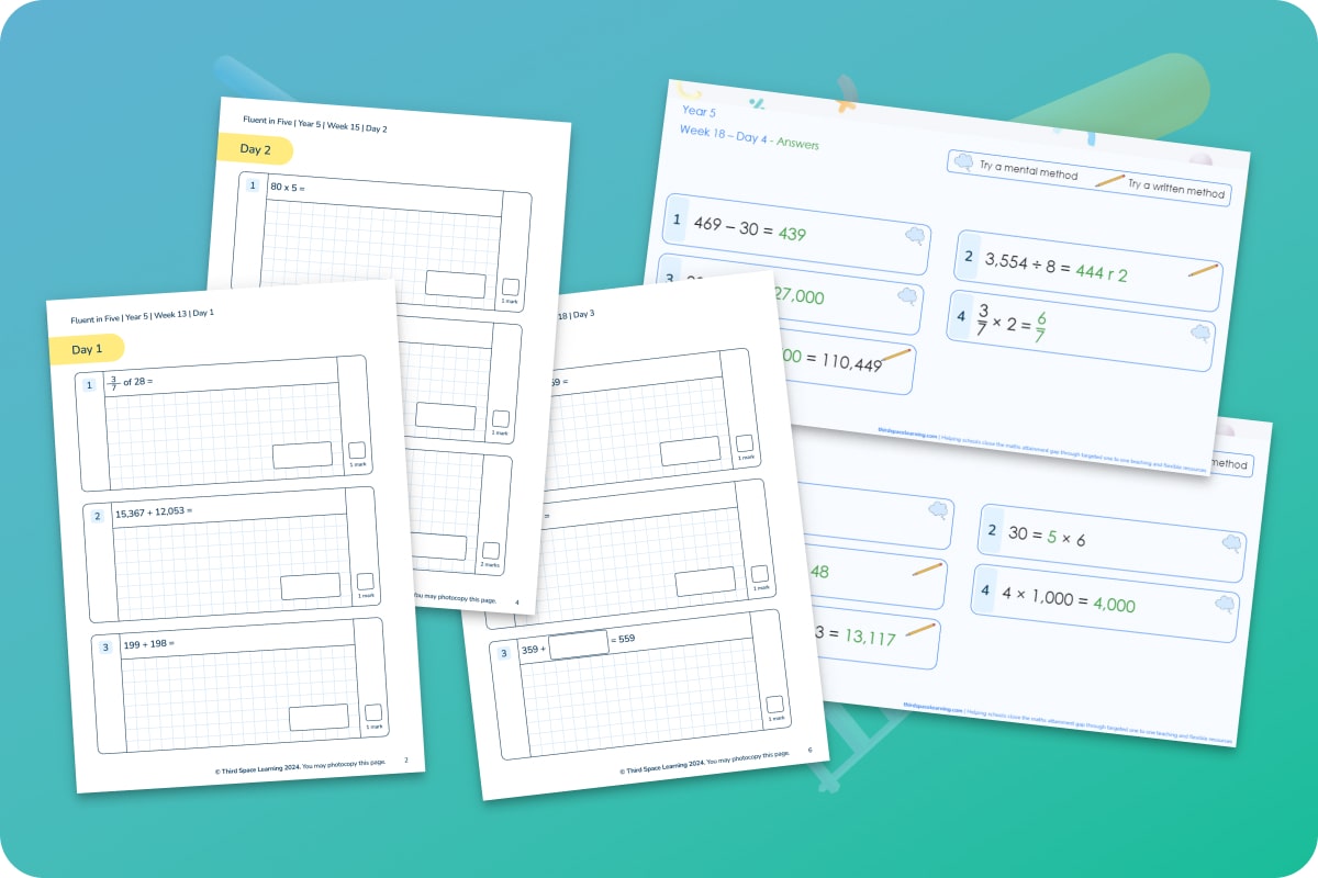 Fluent In Five Arithmetic Pack Weeks 13 To 18 Year 5 Maths Hub
