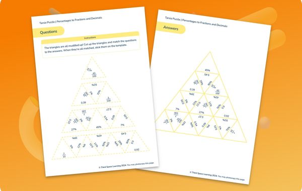 Tarsia Puzzle | Percentages To Fractions And Decimals | Year 5