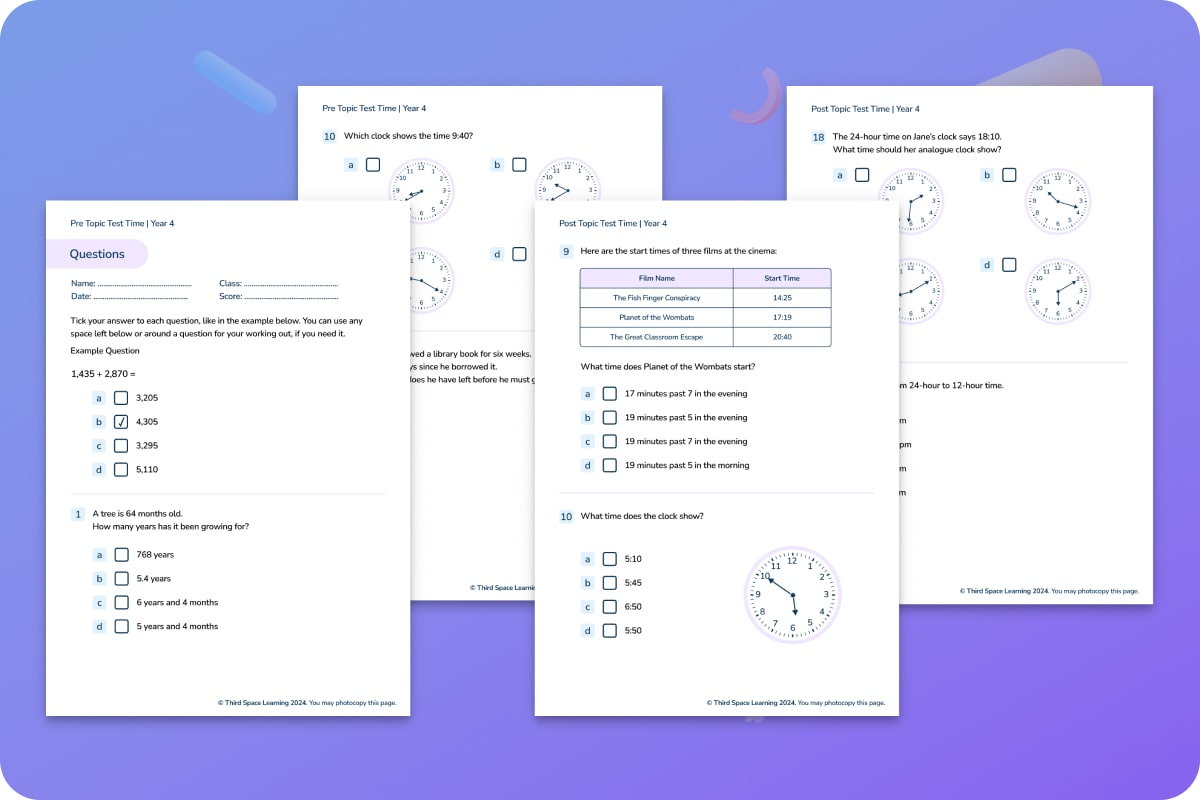 Diagnostic Assessment | Time | Year 4