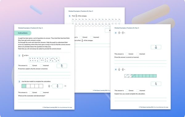 Worked Examples Fractions B Year 3
