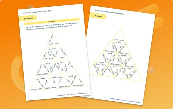 Tarsia Puzzle Subtract More Than 4-Digit Numbers Year 5