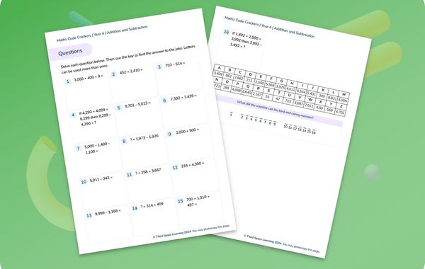 Maths Code Crackers Pack | Addition And Subtraction | Year 4