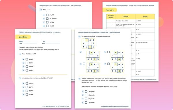 Diagnostic Quiz Four Operations Year 5