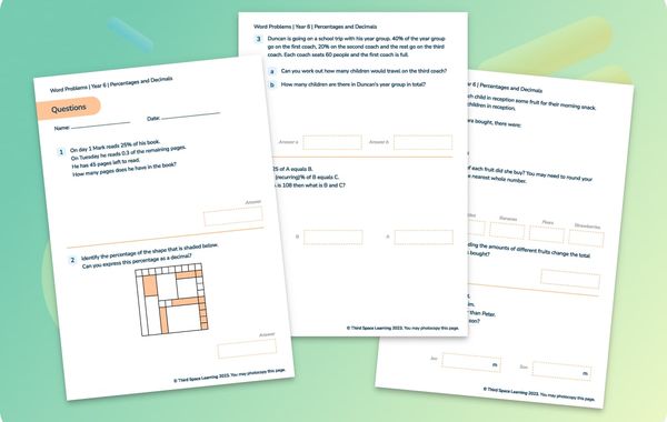 Word Problems | Percentages And Decimals | Year 6