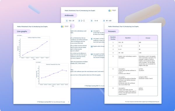 Maths Worksheet Introducing Line Graphs Year 4