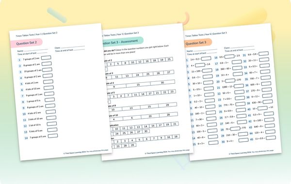 Times Table Packs Year 1 to 6