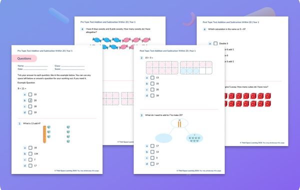 Diagnostic Assessment Addition and Subtraction within 20 Year 1
