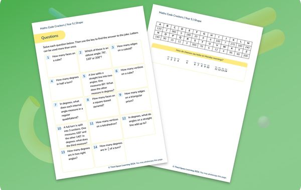 Maths Code Crackers Pack | Shape | Year 5