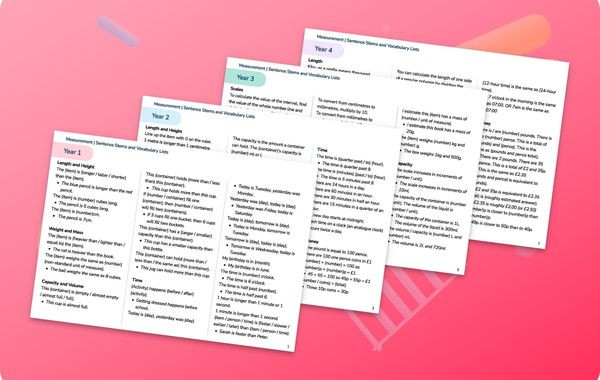 Sentence Stems And Vocabulary Lists | Measurement