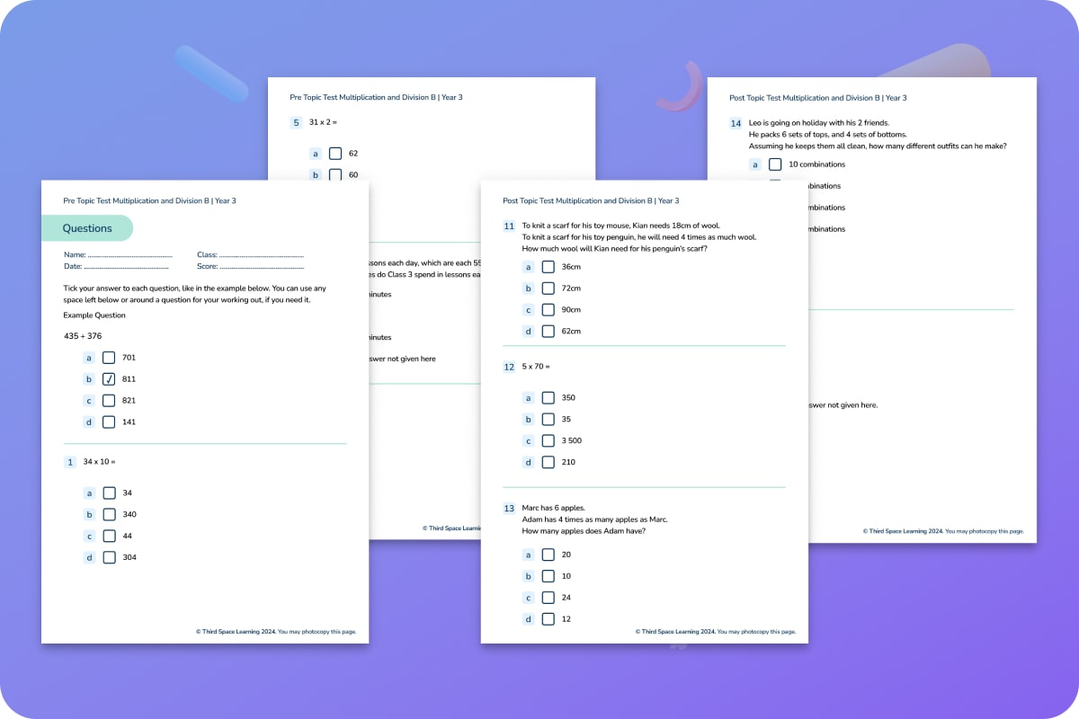 Diagnostic Assessment | Multiplication And Division B | Year 3