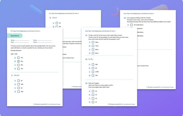 Diagnostic Assessment Multiplication And Division B Year 3