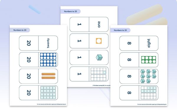 Maths Memory Cards | Numbers To 20