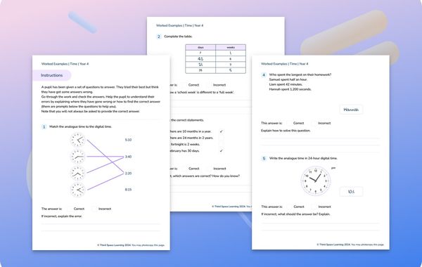 Worked Examples | Time | Year 4