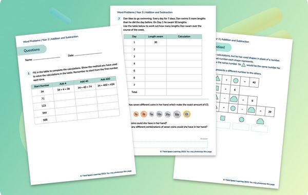 Word Problems | Addition And Subtraction | Year 3