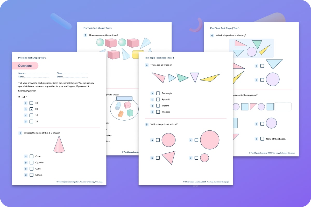 Diagnostic Assessment Shape Year 1 | Maths Hub | Third Space Learning