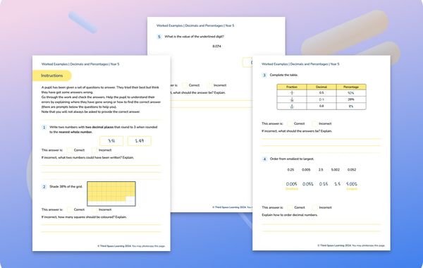 Worked Examples | Decimals And Percentages | Year 5