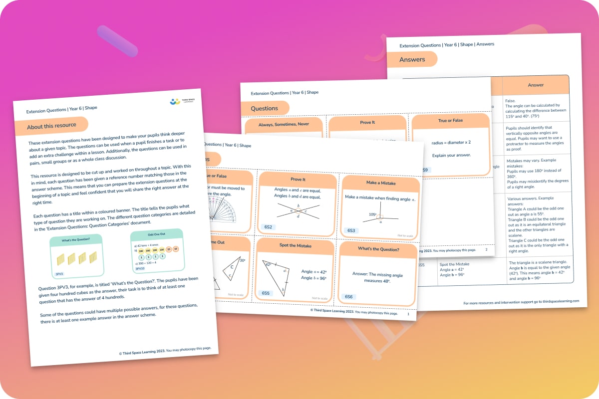 Extension Questions | Shape | Year 6