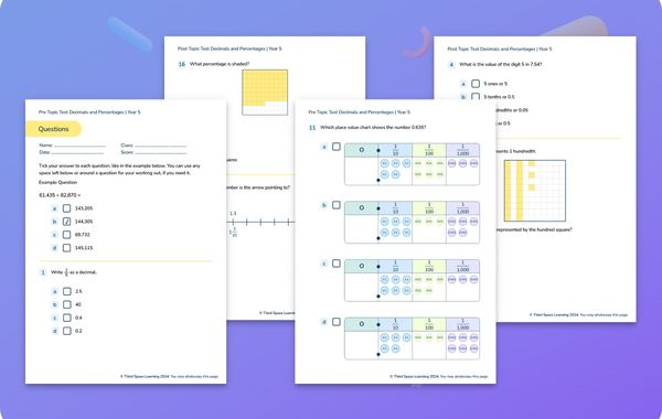 Diagnostic Assessment Decimals and Percentages Year 5