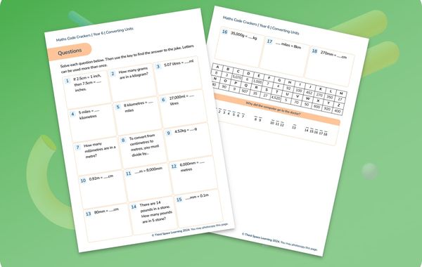 Maths Code Crackers Pack | Converting Units | Year 6