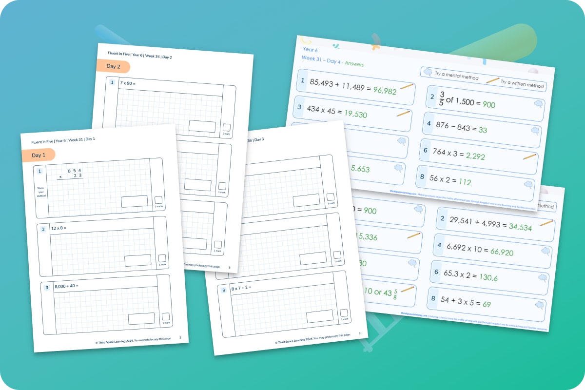 Fluent In Five Arithmetic Pack | Weeks 31 to 36 | Year 6