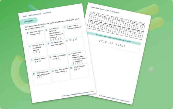 Maths Code Crackers Pack | Fractions A | Year 3