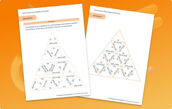 Tarsia Puzzle | Percentages Of Amounts | Year 6