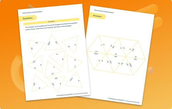 Tarsia Puzzle | Cube Numbers | Year 5