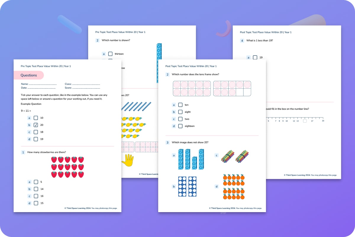 Diagnostic Assessment | Place Value within 20 | Year 1