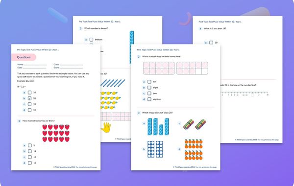 Diagnostic Assessment Place Value within 20 Year 1