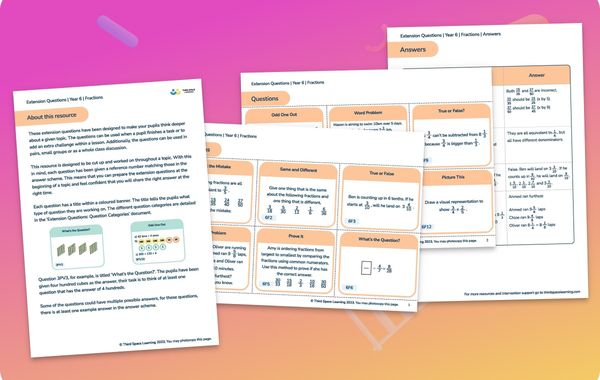 Extension Questions | Fractions | Year 6