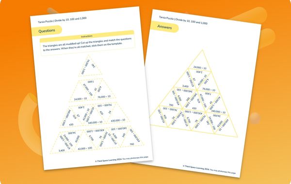 Tarsia Puzzle | Divide By 10, 100 And 1,000 | Year 5
