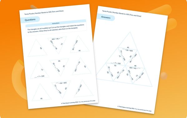 Tarsia Puzzle Number Bonds To 100 Tens And Ones Year 2