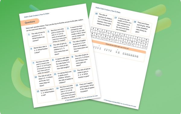 Maths Code Crackers Pack | Ratio | Year 6