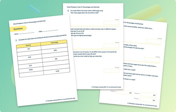Word Problems | Percentages And Decimals | Year 5