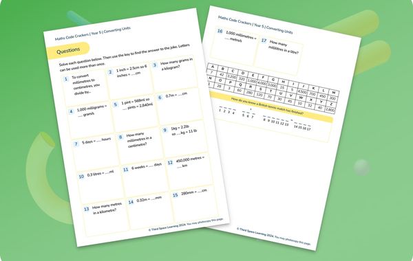 Maths Code Crackers Pack | Converting Units | Year 5