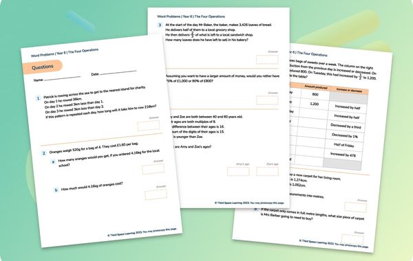 Word Problems | Four Operations | Year 6