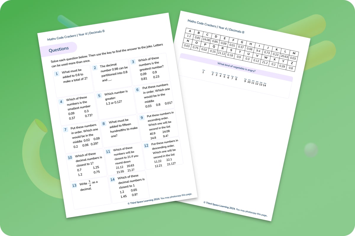 Code Crackers Pack Decimals B Year 4