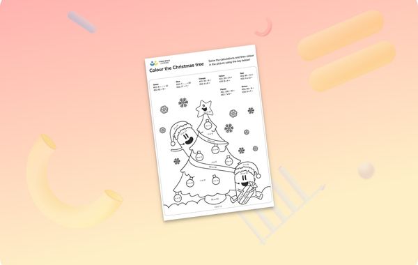 Christmas Maths Calculation Colouring Worksheet