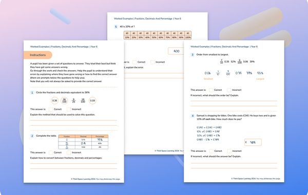 Worked Examples | Fractions, Decimals And Percentages | Year 6