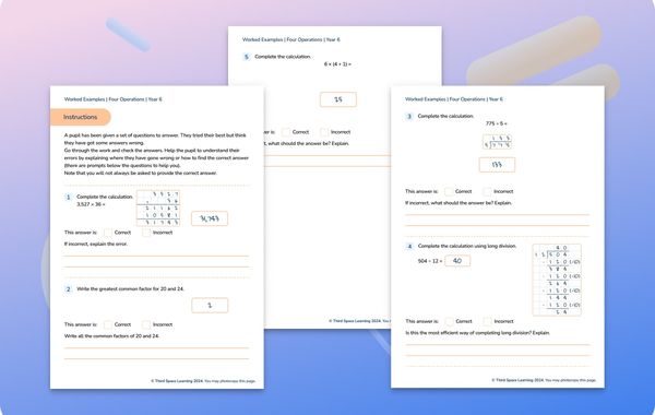 Worked Examples | Four Operations | Year 6