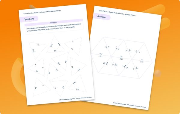 Tarsia Puzzle | Rounding Decimals To The Nearest Whole | Year 4