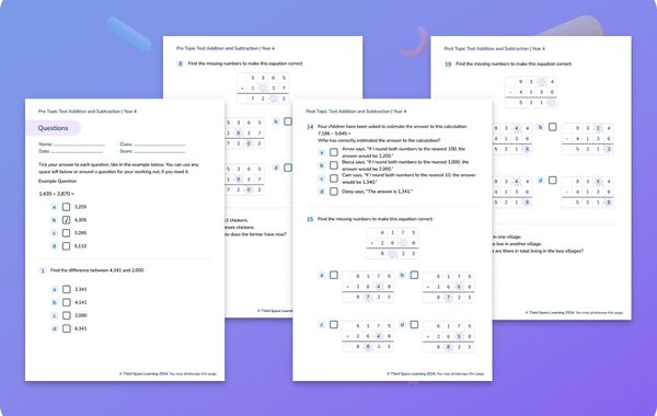 Diagnostic Assessment | Addition And Subtraction | Year 4