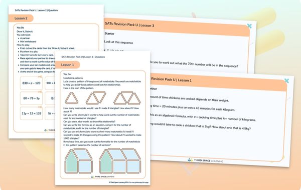 SATs Revision Pack U | Simple Formulae